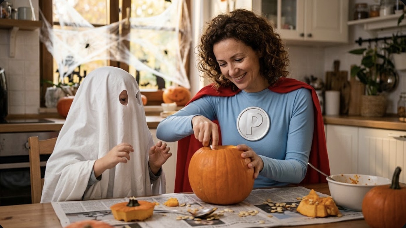 Halloween barato: disfraz casero y calabaza